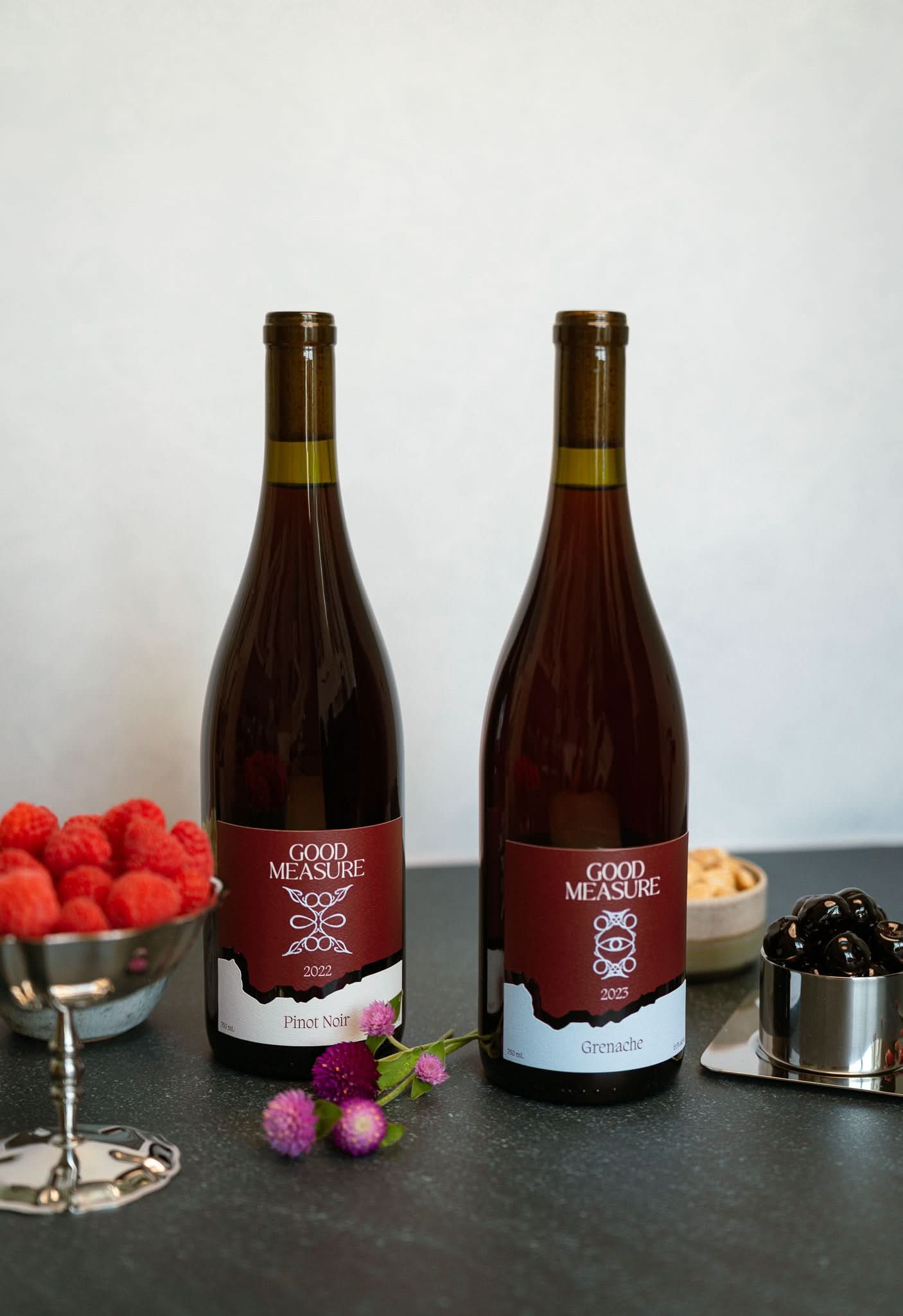 Bottle of Good Measure 2023 Oregon Grenache and 2022 Oregon Pinot Noir